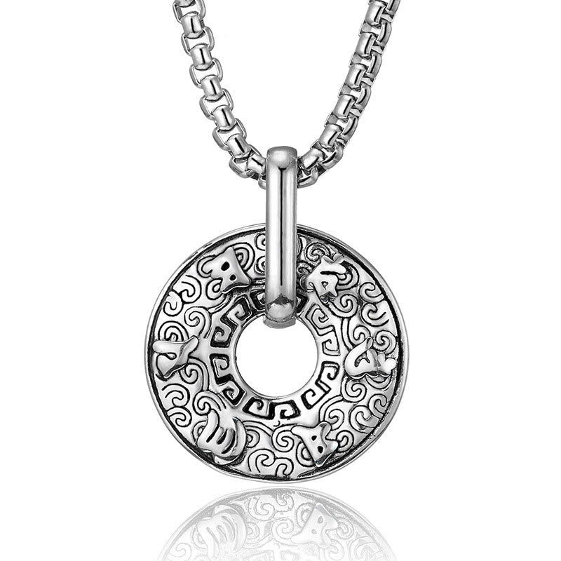 Om Mani Padme Hum Necklace | Titanium Steel Peace Buckle Pendant