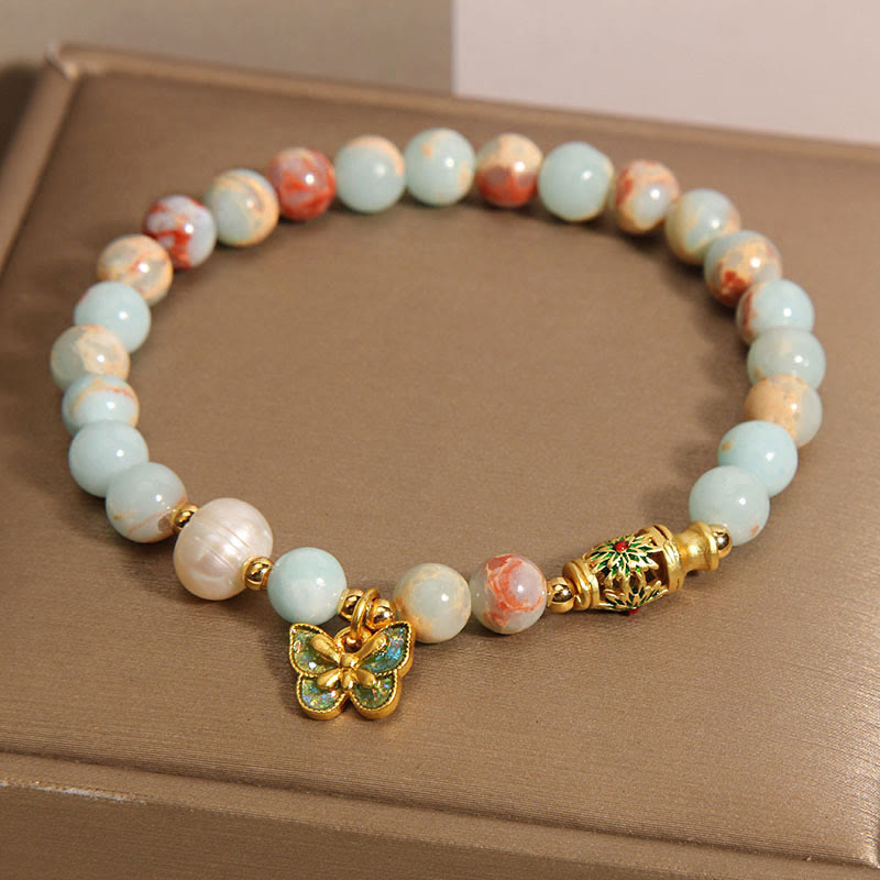 8mm Shoushan Stone Pearl Butterfly Wealth Bracelet
