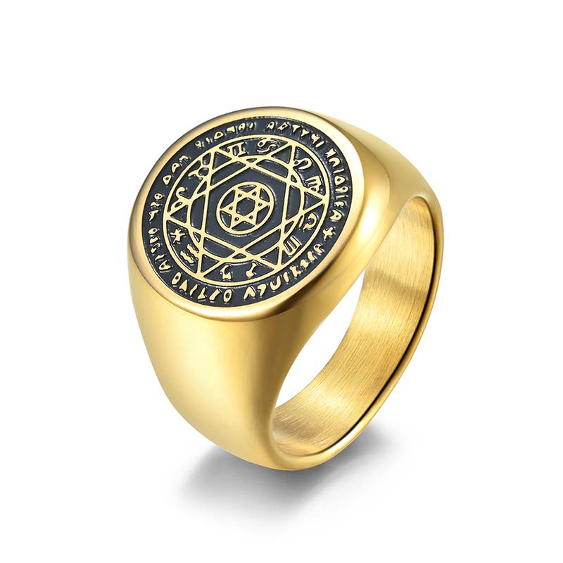 Titanium Steel Star of David Zodiac Protection Ring