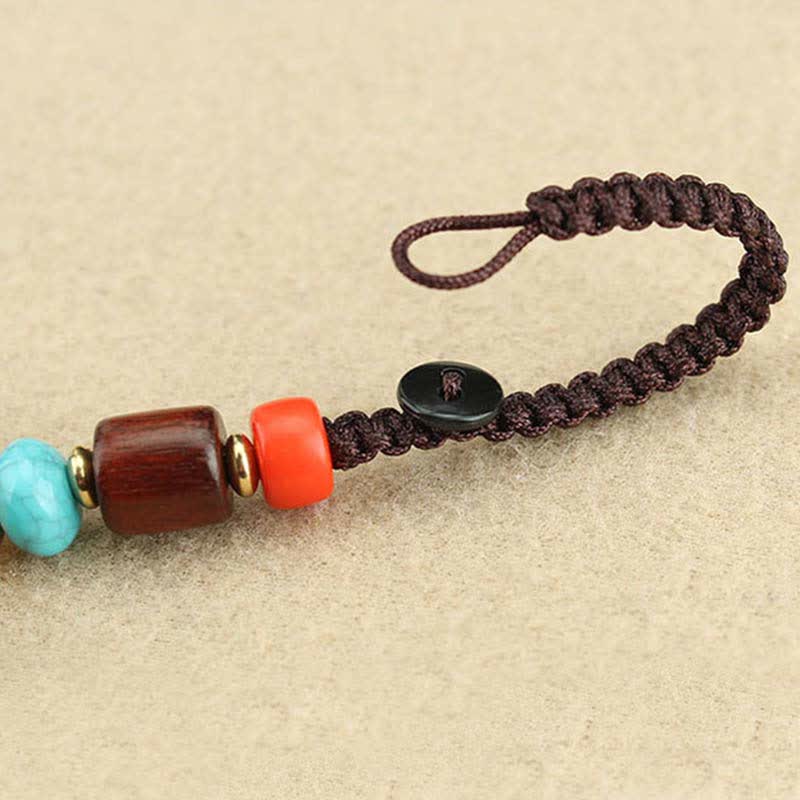 Ebony Five God of Wealth Thangka Key Chain Spiritual Jewelry