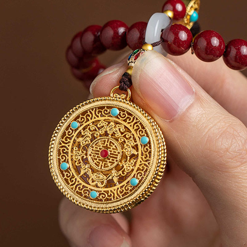 Natural Cinnabar Ruyi Car Hanging Decoration for Peace