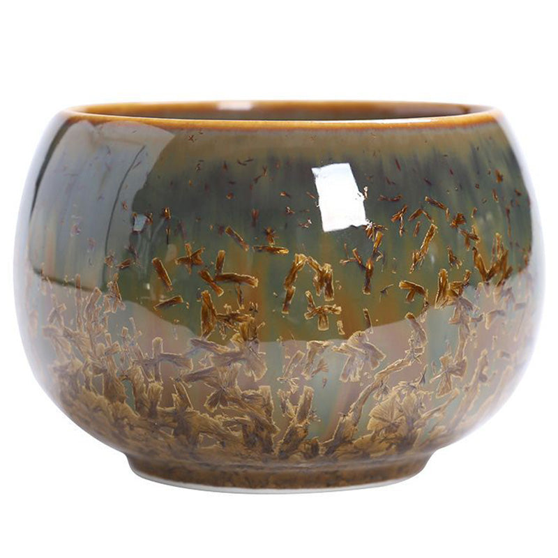Colorful Brown Ceramic Chinese Tea Cup Bowl 210ml Size