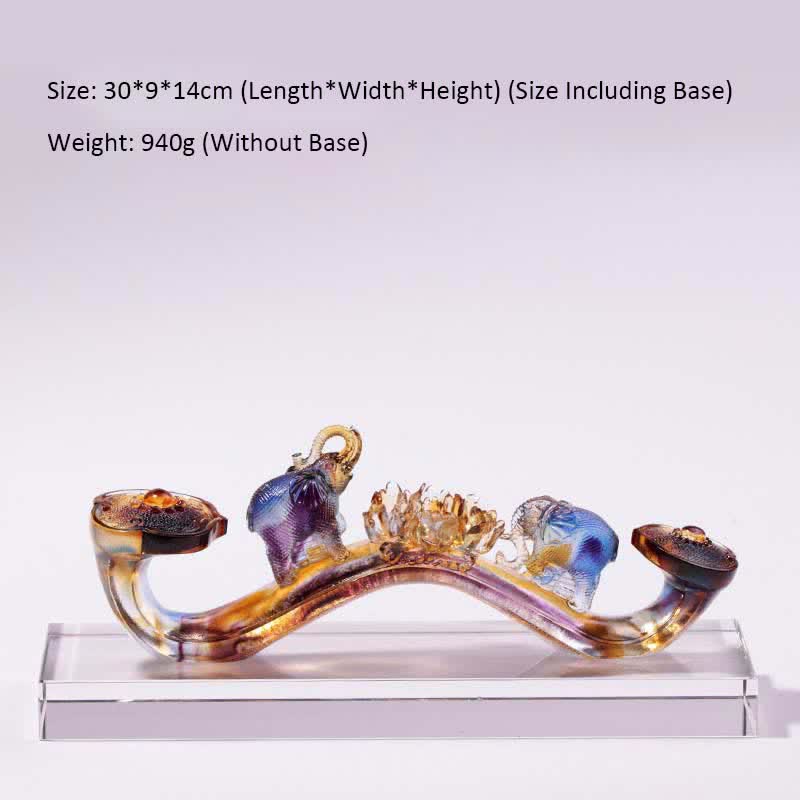 Handmade Liuli Crystal Ruyi Elephant Art Figurine