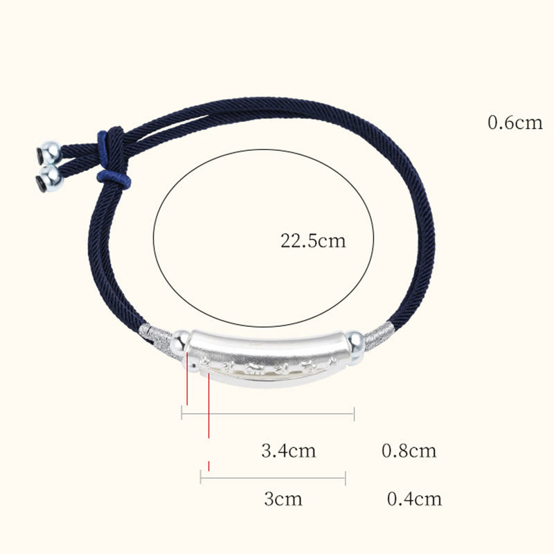 Unisex 999 Sterling Silver Om Mani Padme Hum Peace Bracelet