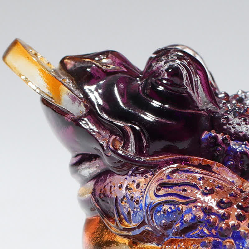 Liuli Crystal Feng Shui Frog Sculpture 11cm Prosperity Art