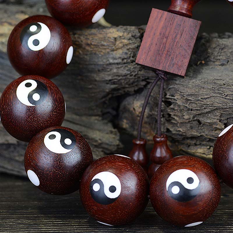Small Leaf Red Sandalwood Yin Yang Bracelet 20mm