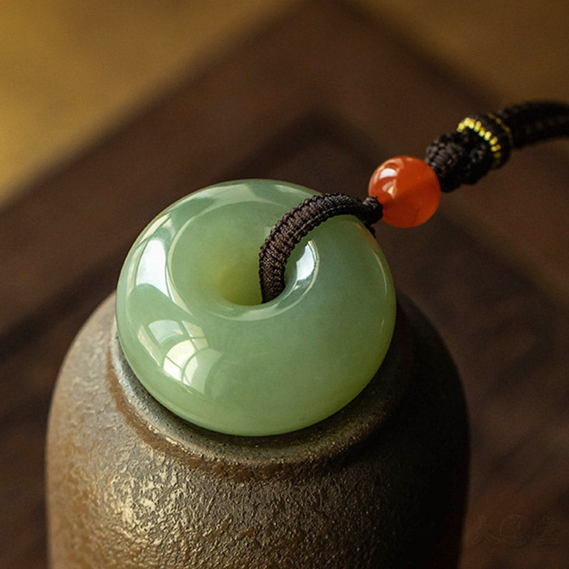 Natural Gray Jade Luck Necklace | Peace & Prosperity Pendant
