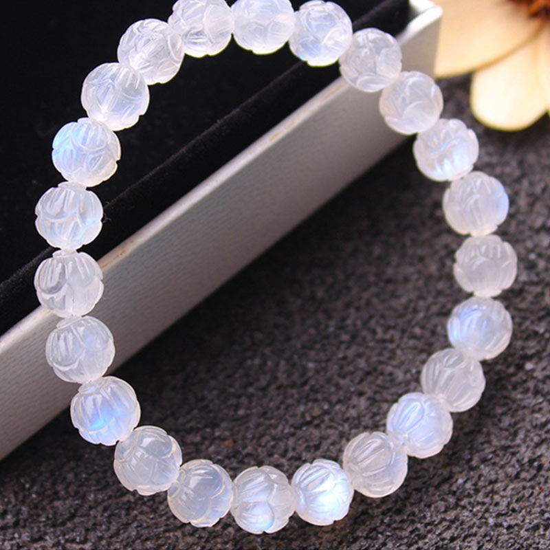 8mm Moonstone Bracelet Lotus Love for Calm & Healing