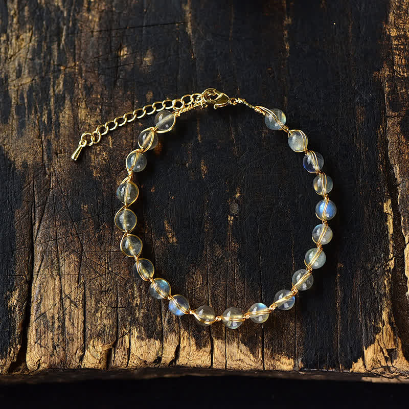 Moonstone 14K Gold Healing Bracelet for Positive Energy and Calm