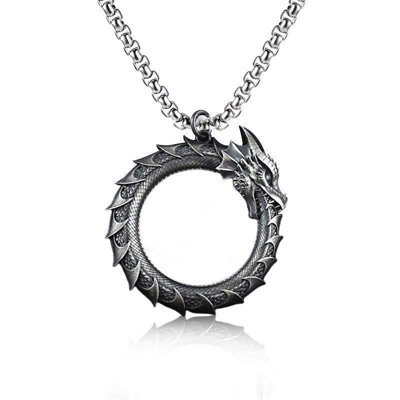 Pure Tin Dragon Protection Necklace | Strength & Luck Symbol