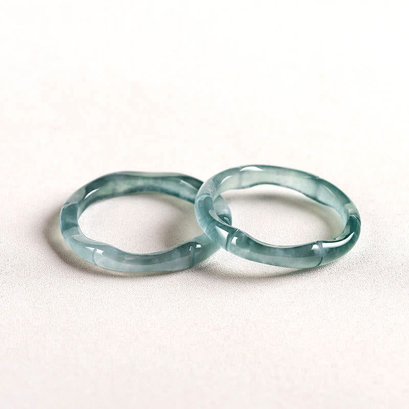 Natural Jade Prosperity Ring | Bamboo Design, 15-20mm