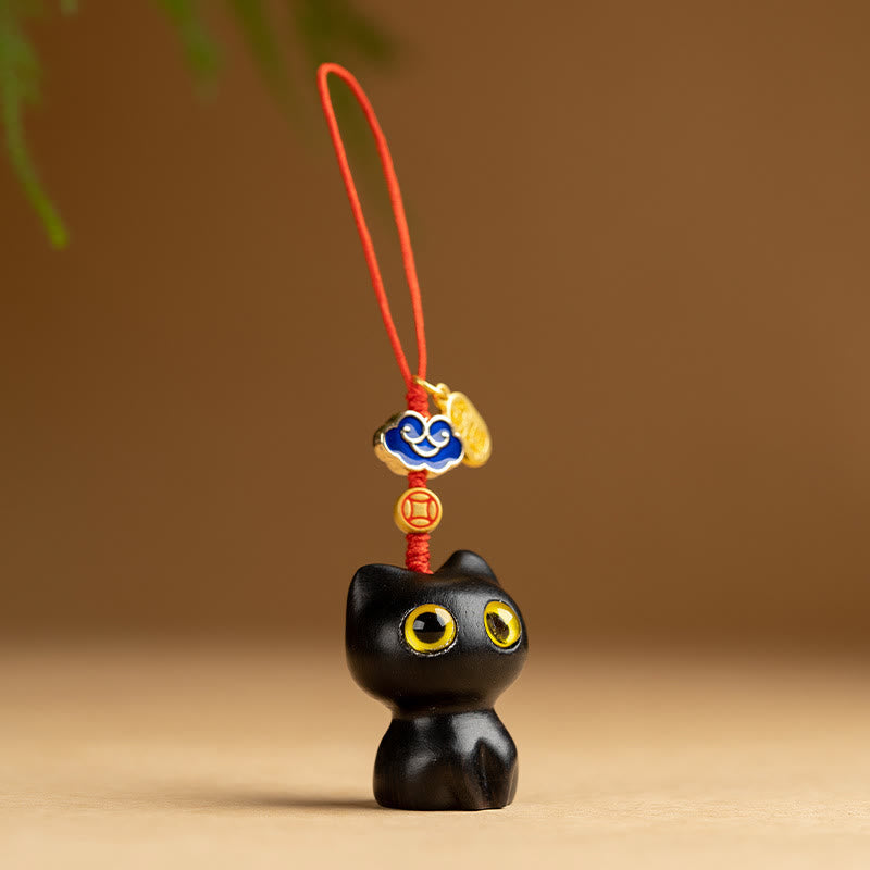 Small Leaf Red Sandalwood & Ebony Wood Protection Key Chain