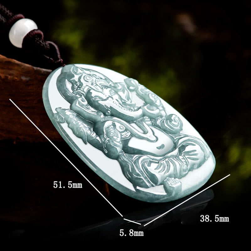 Natural Jade Ganesh Protection Necklace | Elephant Amulet