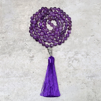 8mm Amethyst Meditation Mala Necklace 108 Beads