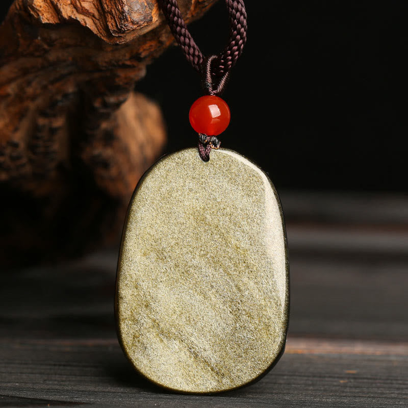 Gold Sheen Obsidian Dragon Necklace for Success & Power