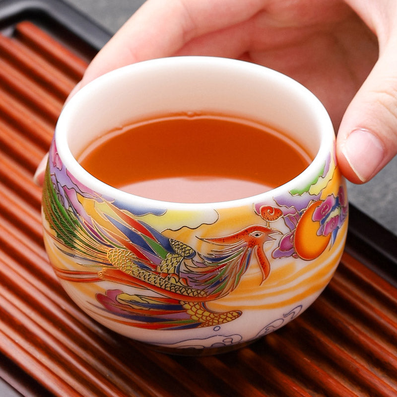 Dragon & Phoenix Ceramic Teacup 190ml | Spiritual Tableware