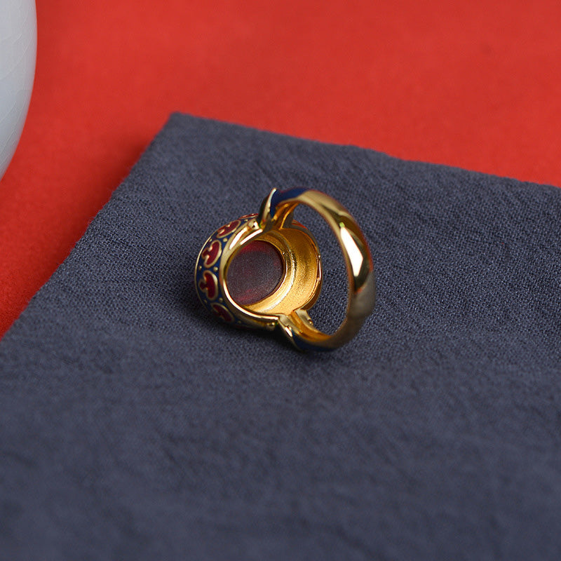 Red Corundum Silver Courage Ring Adjustable Spiritual Jewelry