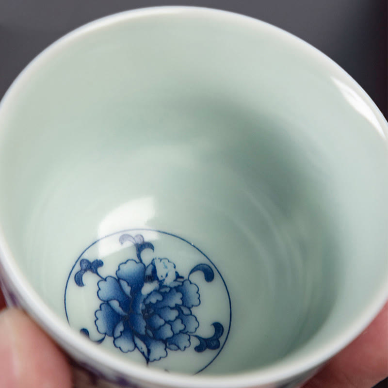 Small Ceramic Tea Cup 50ml | Blue Landscape Handmade Tableware