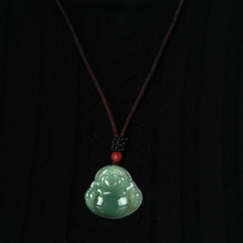 Laughing Buddha Jade Necklace Pendant | Abundance & Luck