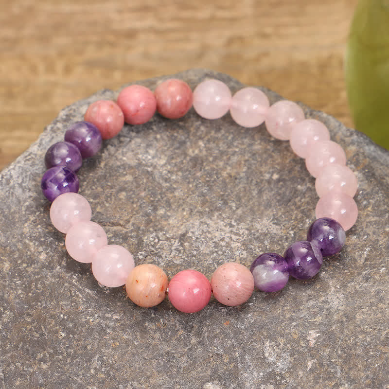 Amethyst Rose Quartz 108 Bead Gemstone Mala Bracelet