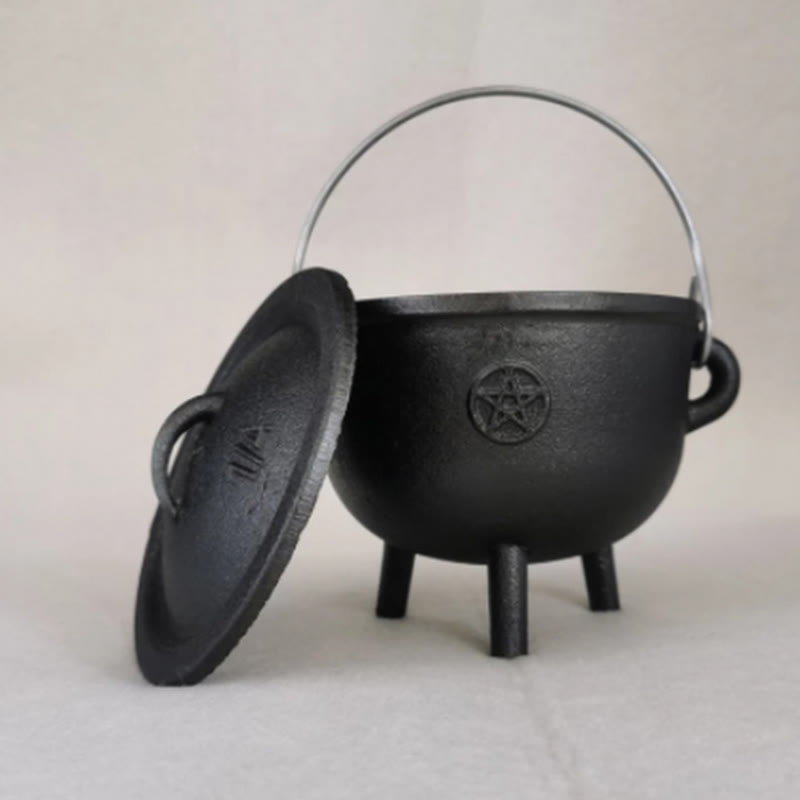 Cast Iron Triple Moon Cauldron for Meditation Rituals