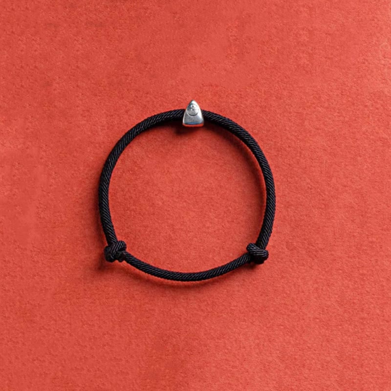 925 Sterling Silver Handmade Fu Character Blessing Bracelet