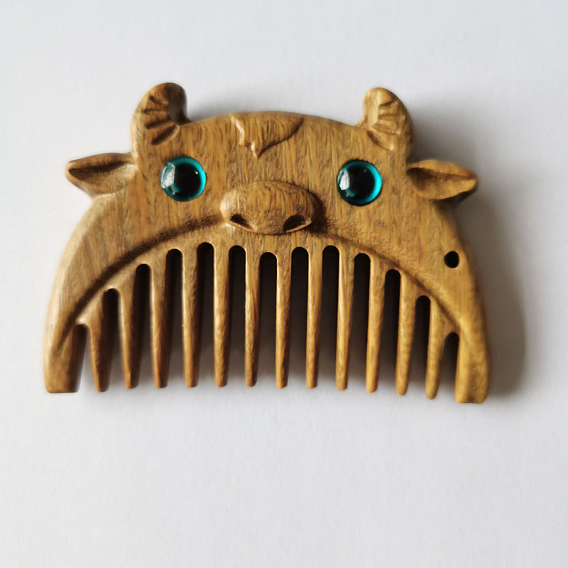 Chinese Zodiac Green Sandalwood Mini Peace Comb