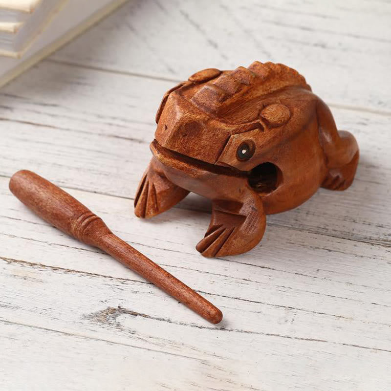Miniature Feng Shui Wealth Luck Frog Decoration 6.5cm Wood