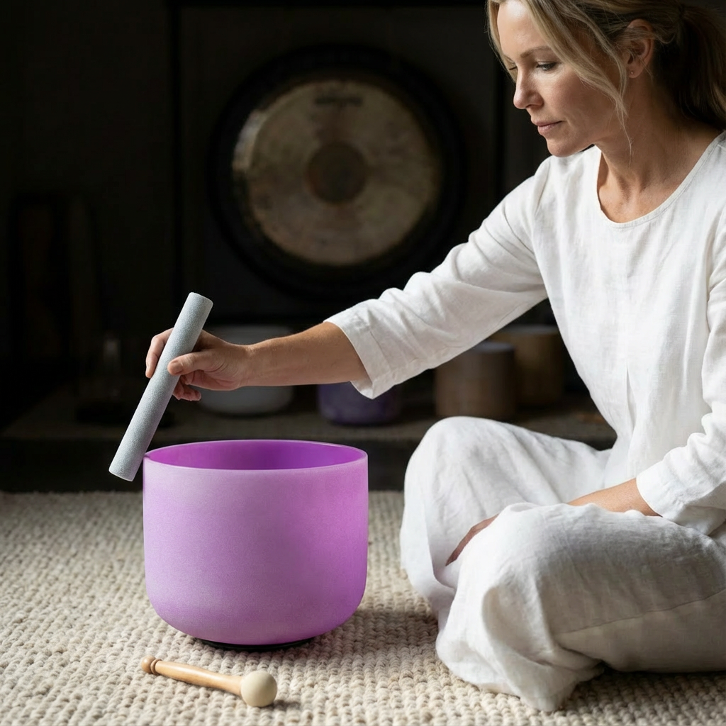 Purple B Note Crown Chakra Crystal Singing Bowl