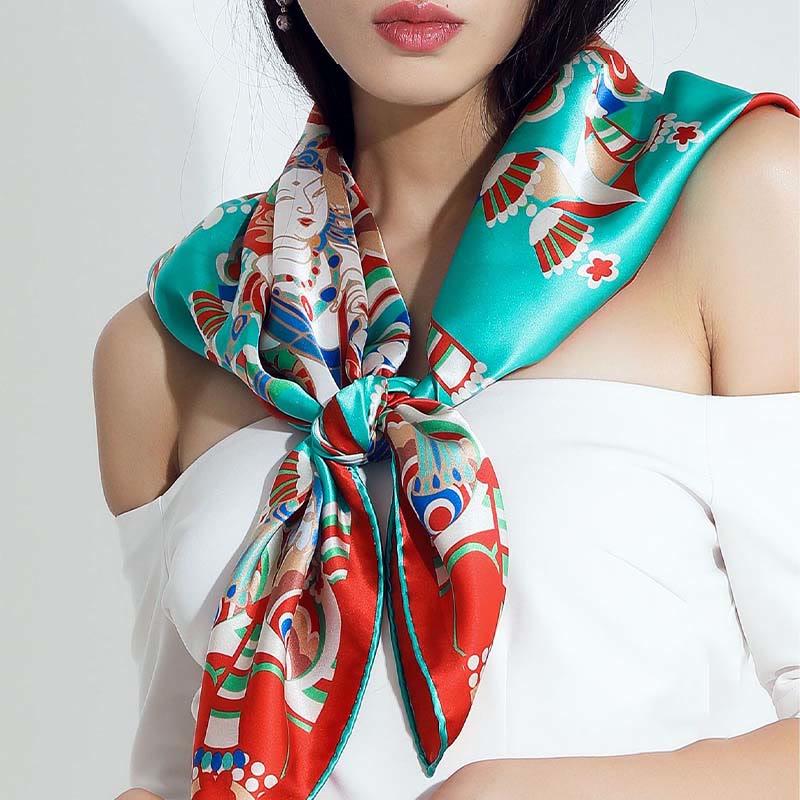 Grade 6A Mulberry Silk Dunhuang Musician Playing Scarf