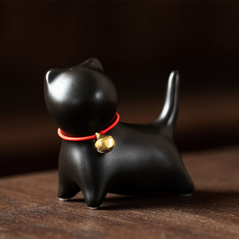 Mini Ceramic Cat Tea Pet | Sitting & Standing Figurine 5cm