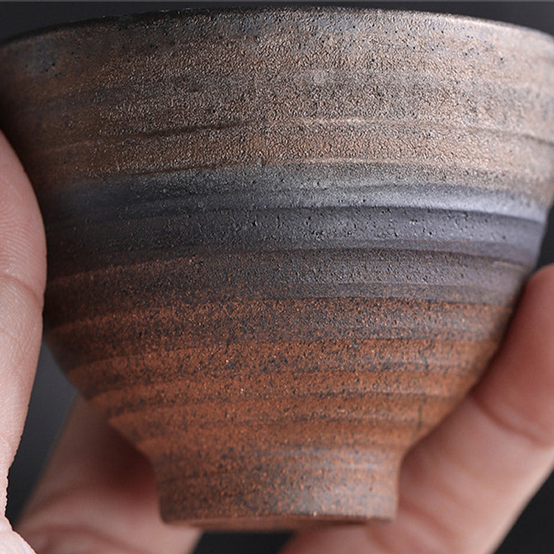 Striped Ceramic Teacup 80ml | Zen Decor Bowl
