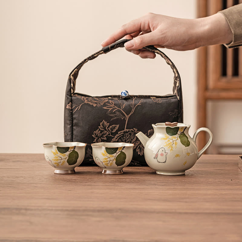 40ml Osmanthus Rabbit Ceramic Teacup for Kung Fu Tea Ritual
