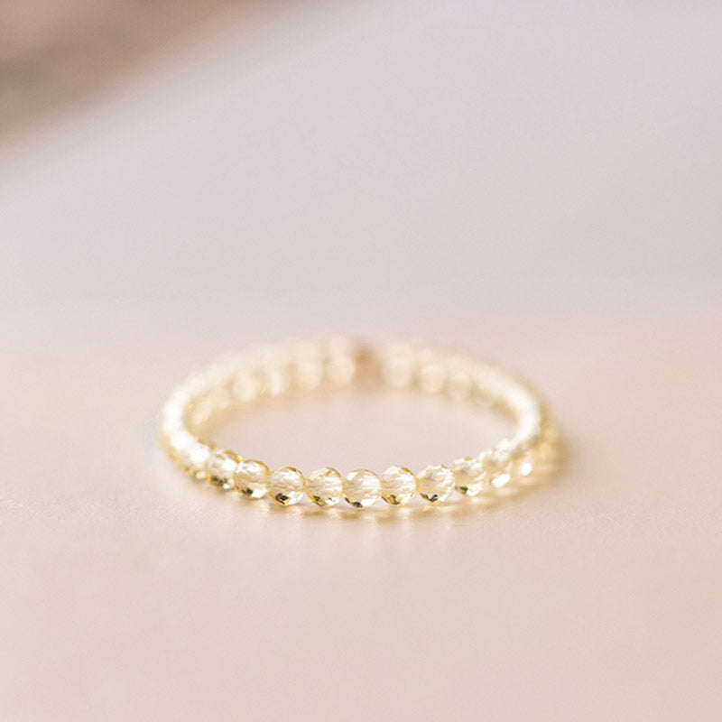 Natural Citrine Gold Ring Prosperity & Happiness 14k Plated