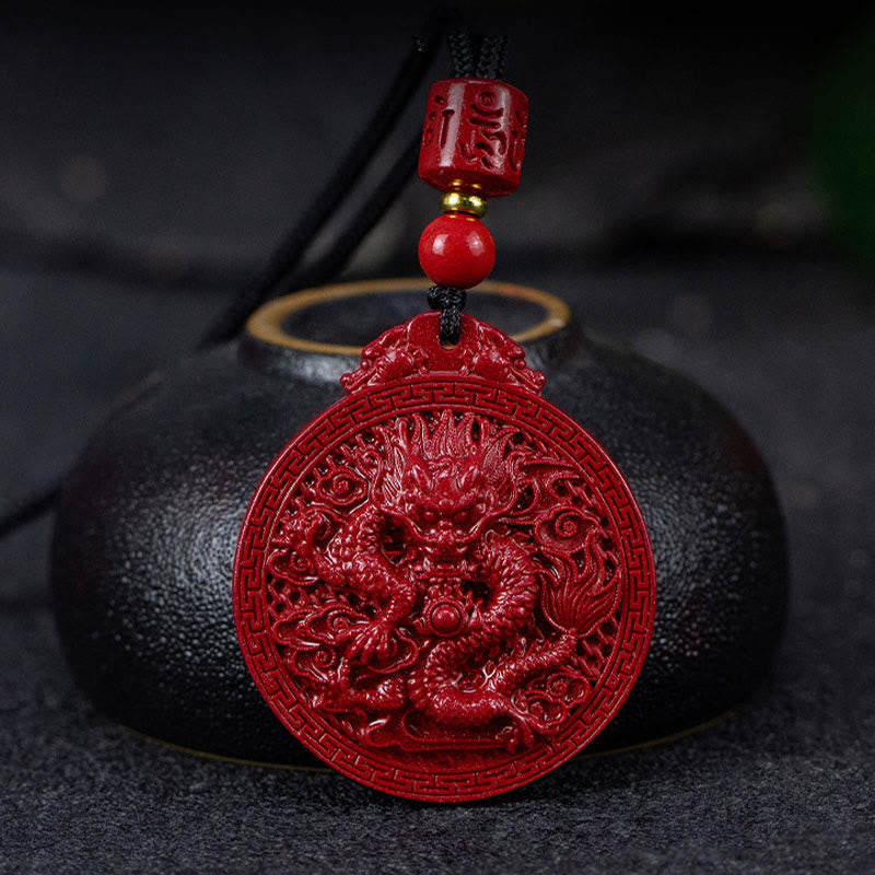 Year of the Dragon Cinnabar Protection Necklace Pendant