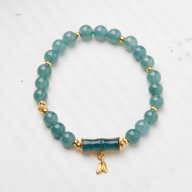 7mm Jade Luck Charm Bracelet | Sterling Silver Gold Plated
