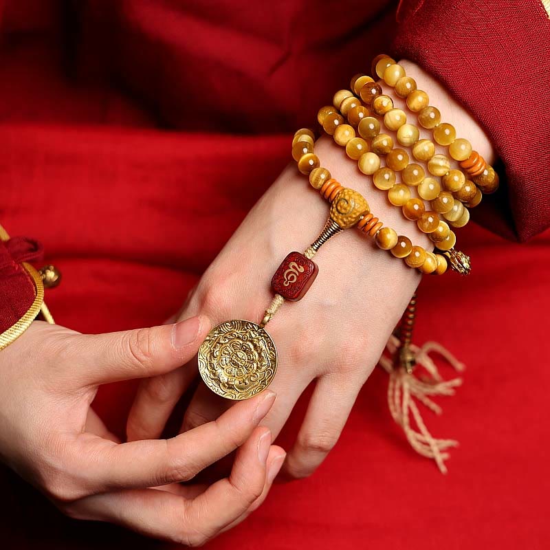108 Bead Tiger Eye Protection Mala Bracelet 6mm or 8mm