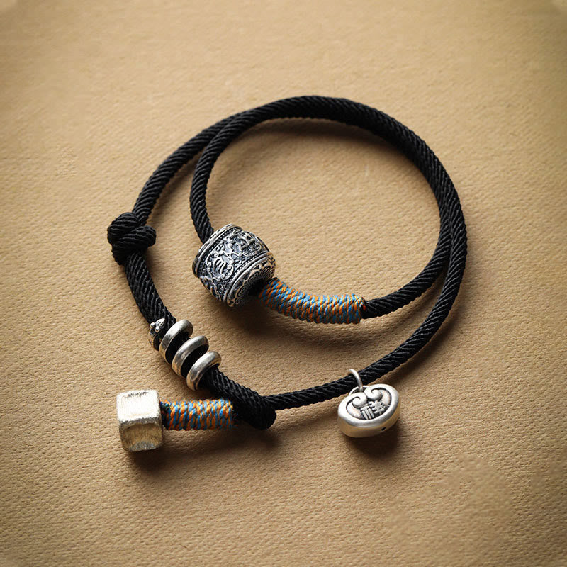 Unisex Om Mani Padme Hum Bracelet | Double Wrap Rope Amulet