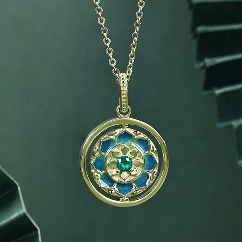 Sterling Silver Lotus Necklace 18.5mm for Enlightenment