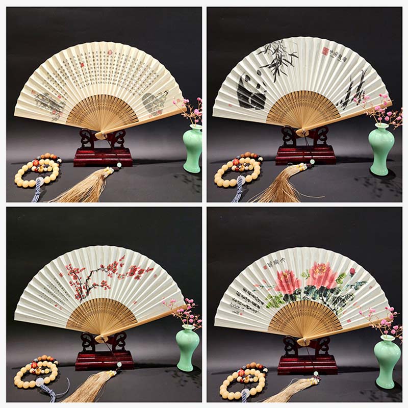 22cm Folding Fan with Panoramic Rivers and Mountains Design