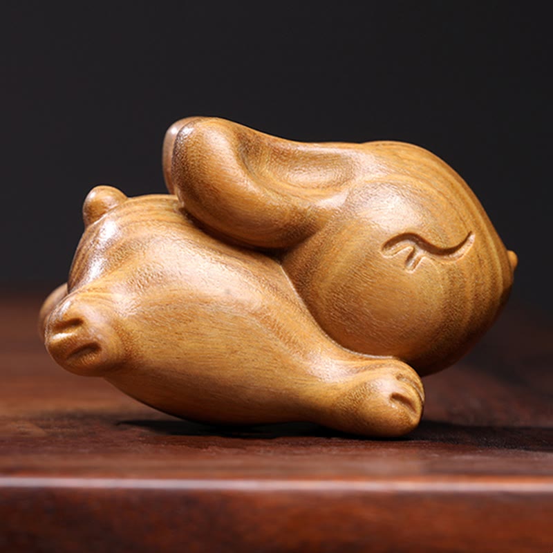 Small Green Sandalwood Rabbit Decoration for Peaceful Home