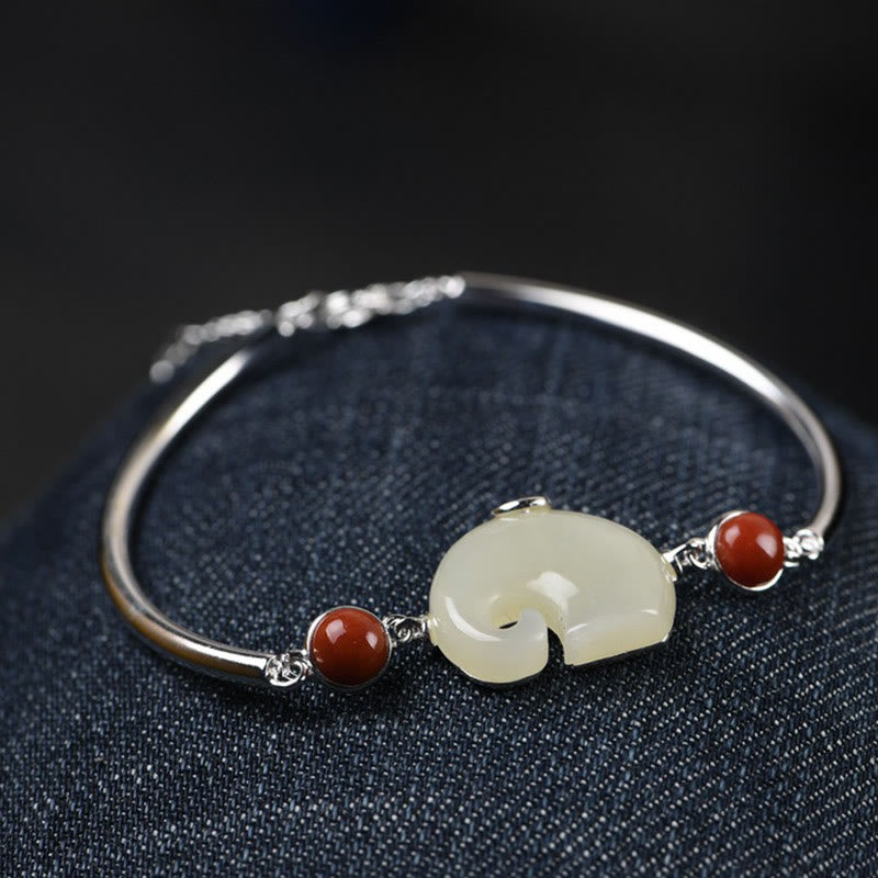 Elephant Hetian Jade 925 Silver Abundance Jewelry Set