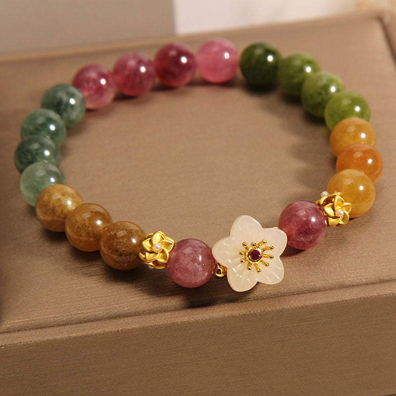 Colorful Tourmaline Jade Love Bracelet 14-16cm Wrist