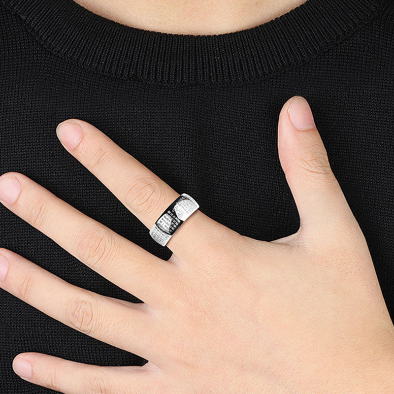 Heart Sutra Titanium Steel Lucky Ring | Spiritual Awakening