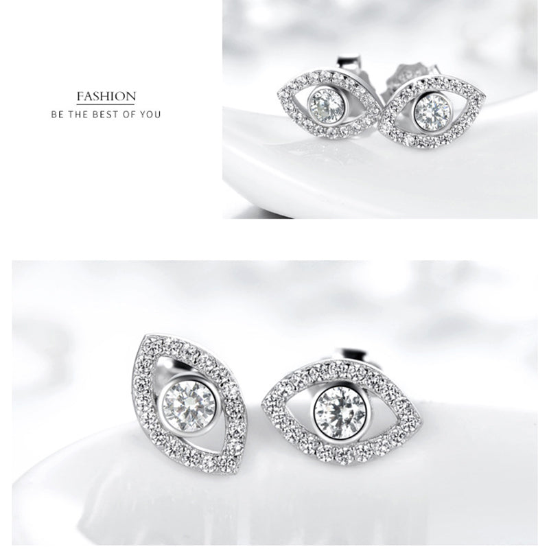 Sterling Silver Evil Eye Protection Stud Earrings