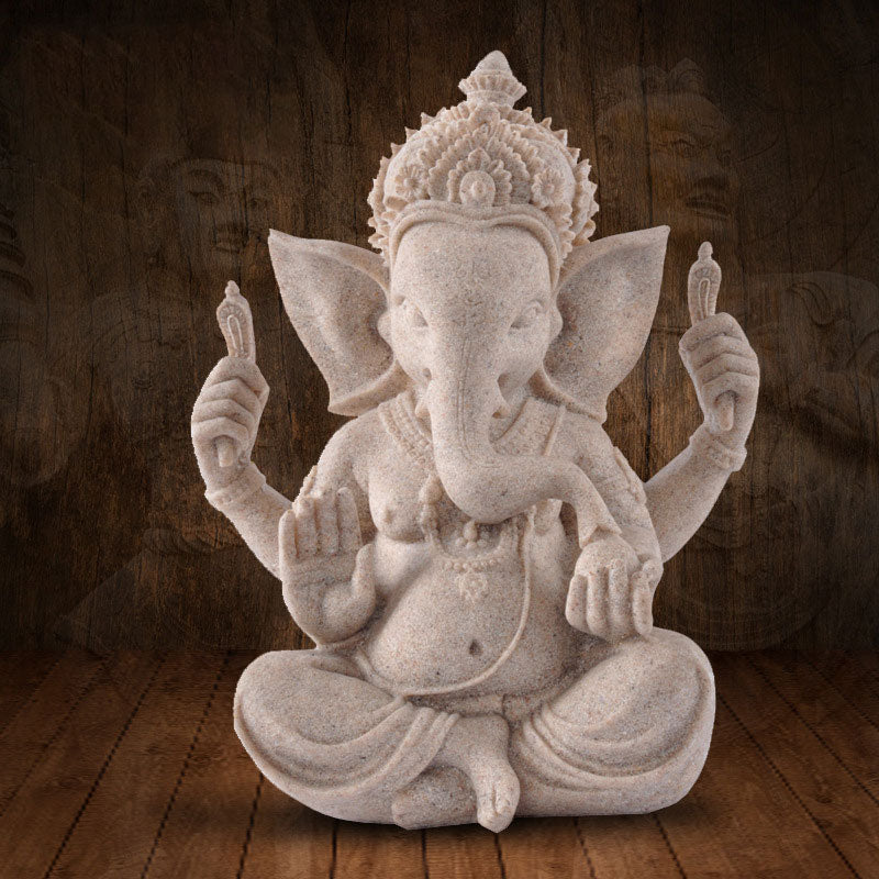 Ganesh Statue for Home | Resin Elephant God Decor 8.26IN