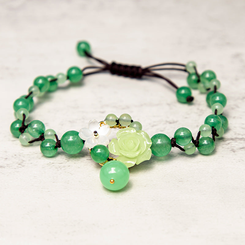Adjustable Jade Braided Anklet for Prosperity and Abundance