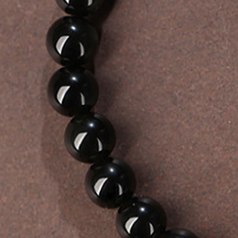 8mm Black Obsidian Hetian Jade Strength Bracelet
