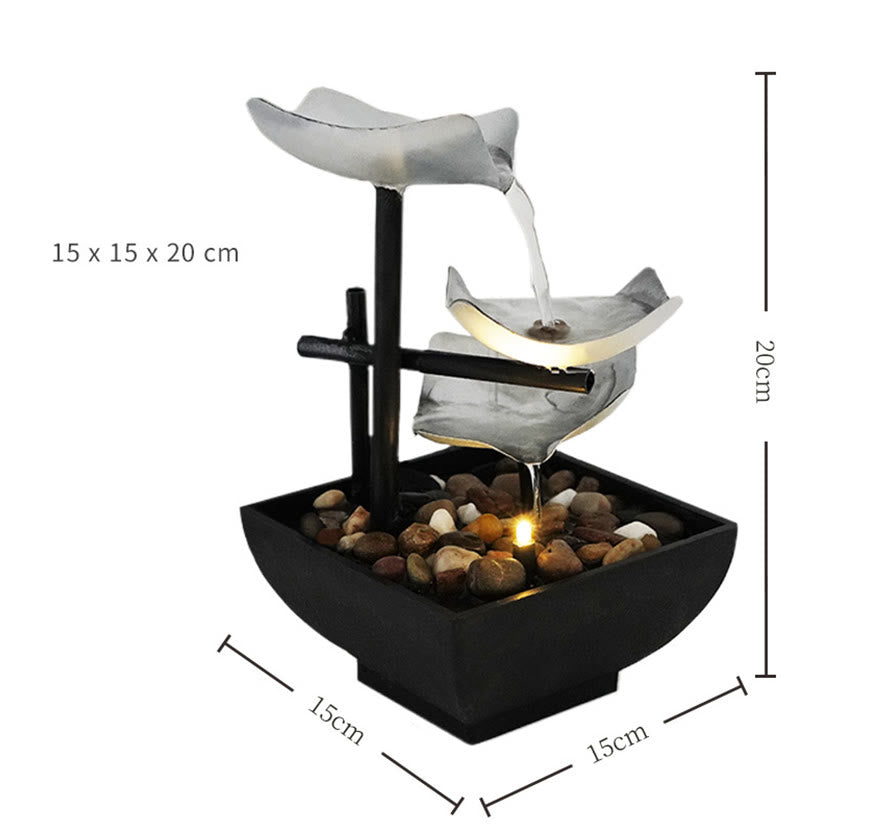 Three Layers Lotus Waterfall Fountain | Zen Tabletop Decor
