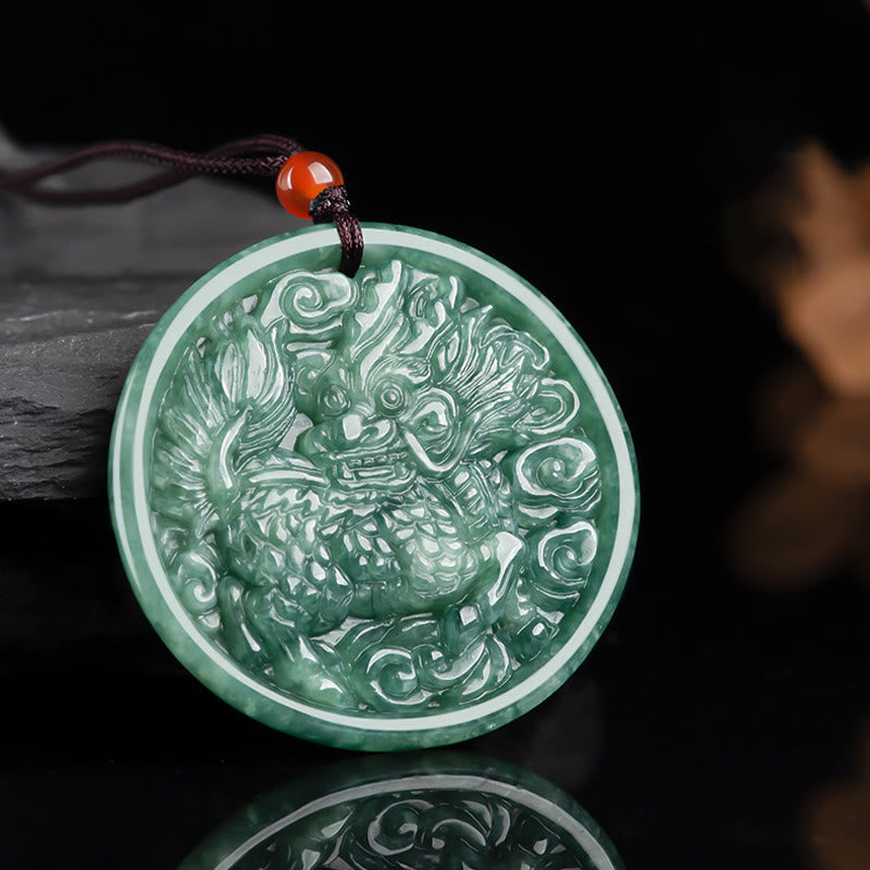 Natural Jade Kirin Abundance Necklace | Prosperity & Luck